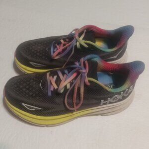 Hoka One One Men's Clifton 9 Size 7.5 EE Running Shoes Gray/Yellow 1132210 BAAB